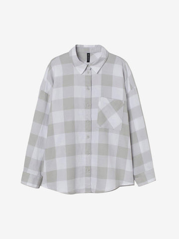 Cotton Flannel Shirt - Light Gray | LUMERITH women's fashion