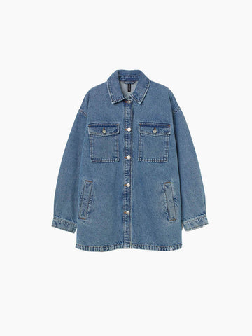 Blue Denim Blouse Jacket - Blue | LUMERITH women's fashion