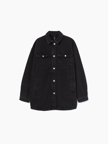 Black Denim Blouse Jacket - Black | LUMERITH women's fashion