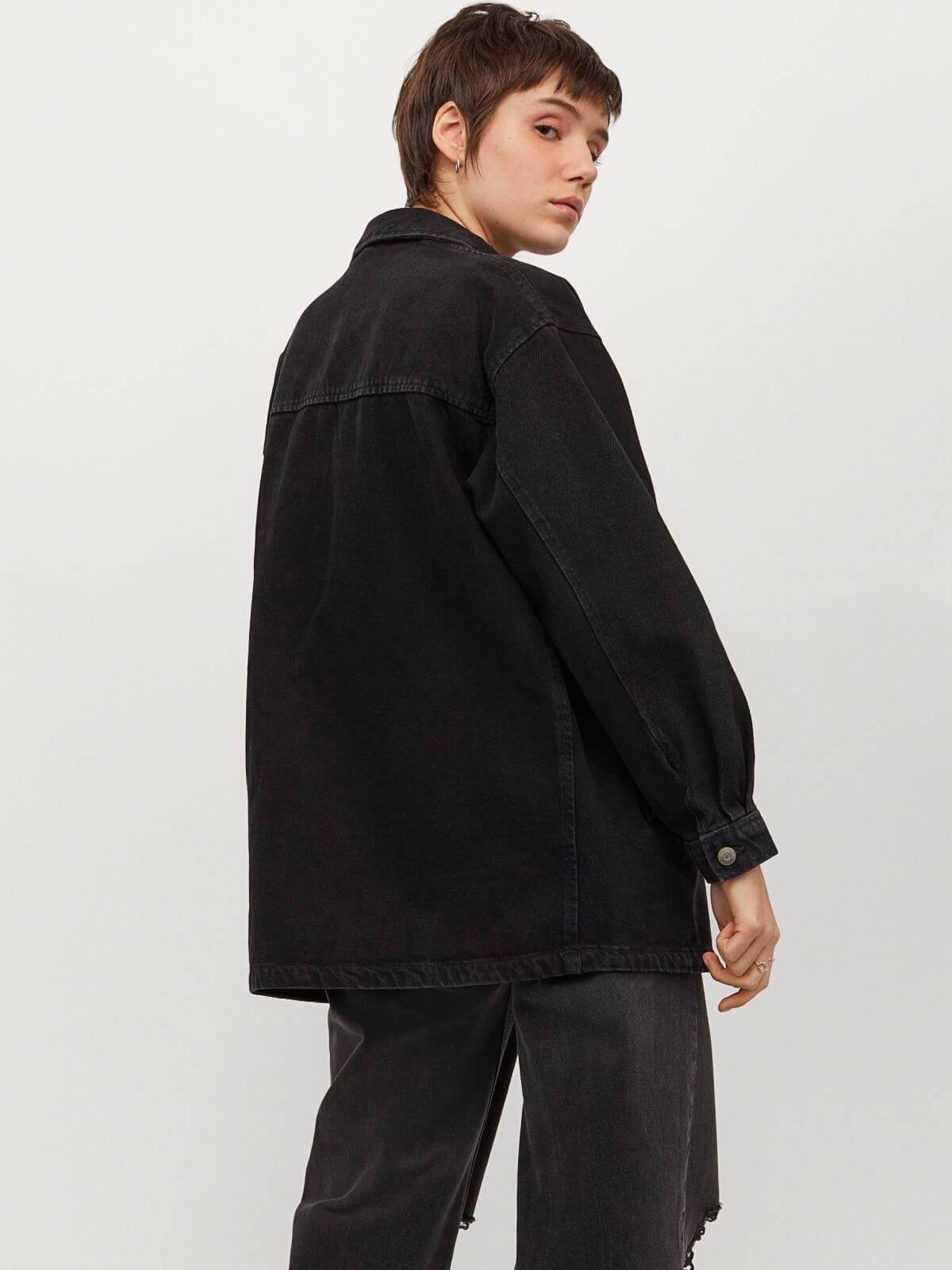 Black Denim Blouse Jacket | LUMERITH women's fashion