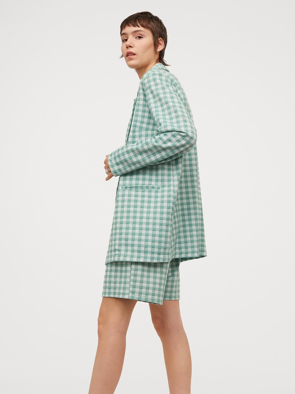Linen Check Blazer | LUMERITH women's fashion