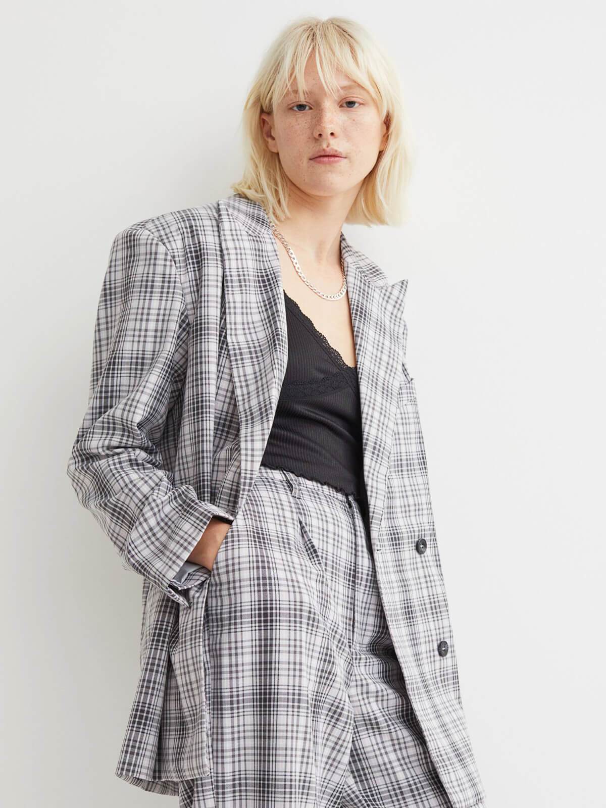 Linen Check Blazer | LUMERITH women's fashion