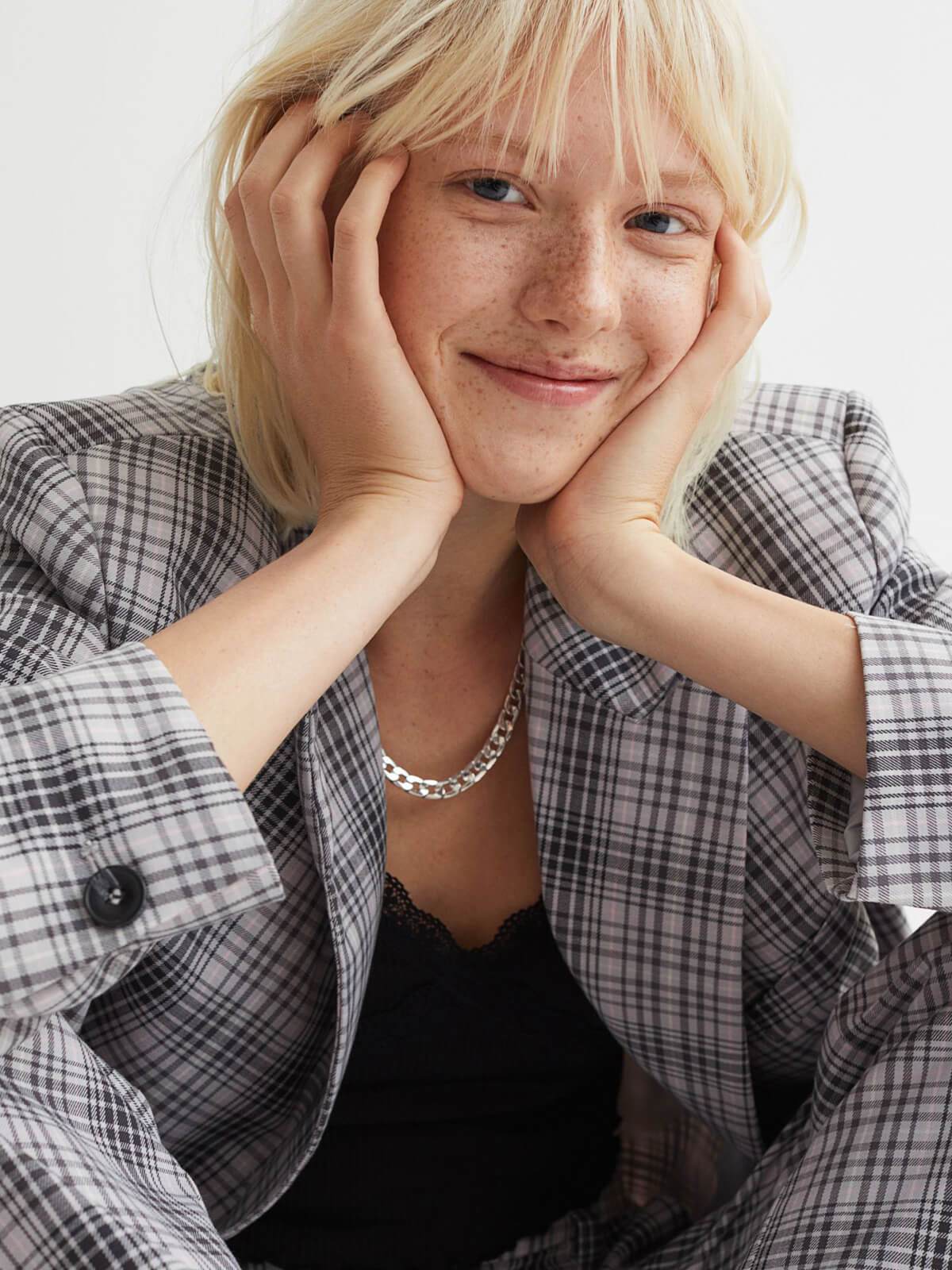 Linen Check Blazer | LUMERITH women's fashion