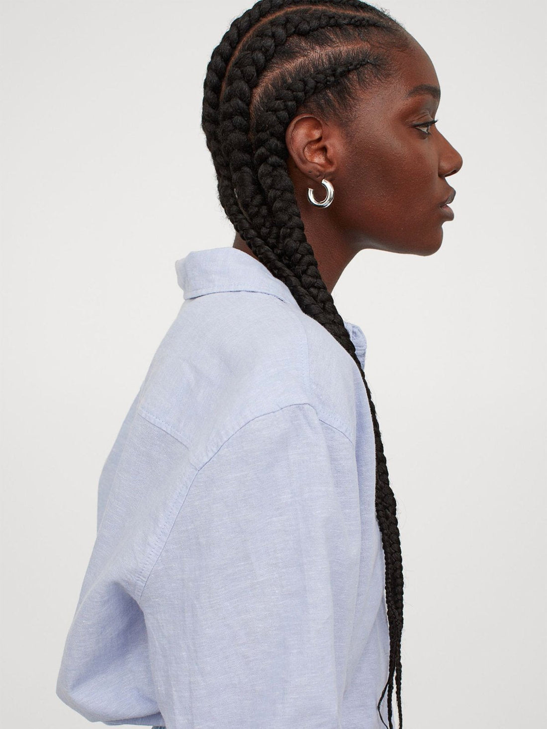 Linen-Blend Shirt - Blue | LUMERITH women's fashion